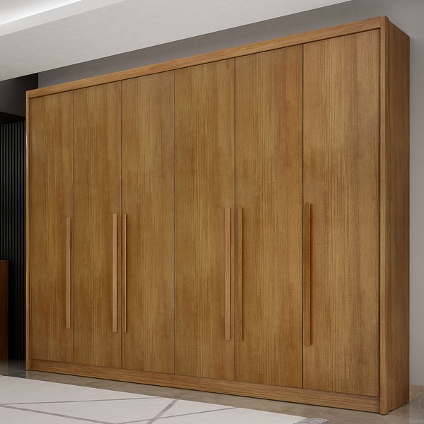 Guarda-Roupa Casal Paraíso 6 Portas 6 Gavetas 100% Mdf Cumaru - Pnr Móveis