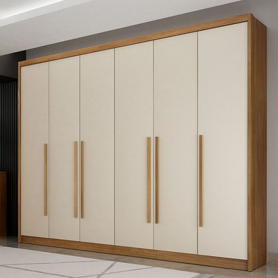 Guarda-Roupa Casal Paraíso 6 Portas 6 Gavetas 100% Mdf Cumaru/Fendi - Pnr Móveis