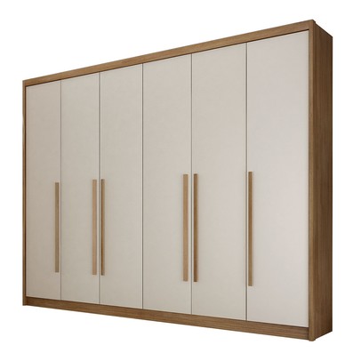 Guarda-Roupa Casal Paraíso 6 Portas 6 Gavetas 100% Mdf Cumaru/Fendi - Pnr Móveis