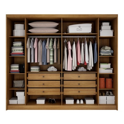 Guarda-Roupa Casal Paraíso 6 Portas 6 Gavetas 100% Mdf Cumaru/Fendi - Pnr Móveis
