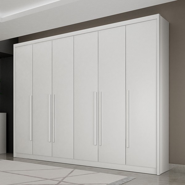 Guarda-Roupa Casal Paraíso 6 Portas 8 Gavetas 100% Mdf Neve - Pnr Móveis