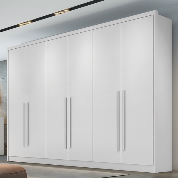 Guarda-Roupa Casal Brest 6 Portas 8 Gavetas 100% Mdf Neve - Pnr Móveis