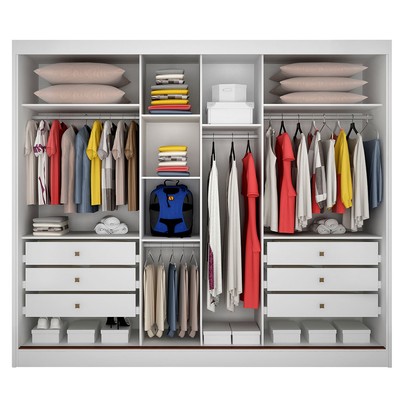 Guarda-Roupa Casal Maestrazza 3 Portas 6 Gavetas 100% Mdf Neve - Pnr Móveis