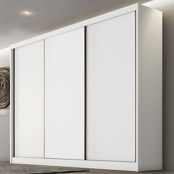 Guarda-Roupa Casal Volano 3 Portas 4 Gavetas 100% Mdf Neve - Pnr Móveis