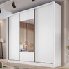 Guarda-Roupa Casal Volano 3 Portas 4 Gavetas com Espelho 100% Mdf Neve - Pnr Móveis