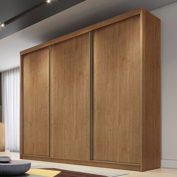 Guarda-Roupa Casal Volano 3 Portas 6 Gavetas 100% Mdf Cumaru - Pnr Móveis