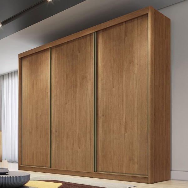 Guarda-Roupa Casal Volano 3 Portas 8 Gavetas 100% Mdf Cumaru - Pnr Móveis