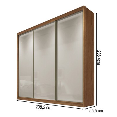 Guarda-Roupa Casal Volano 3 Portas 8 Gavetas 100% Mdf Cumaru/Fendi - Pnr Móveis