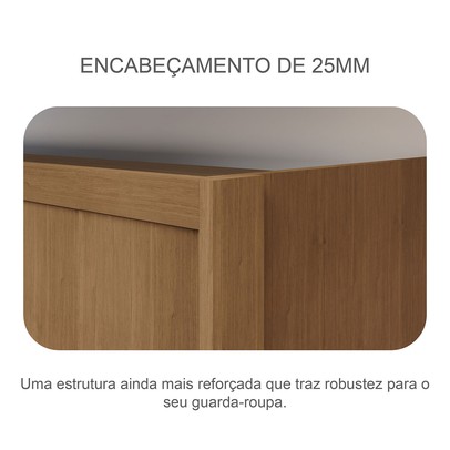 Guarda-Roupa Casal Volano 3 Portas 8 Gavetas 100% Mdf Cumaru/Fendi - Pnr Móveis