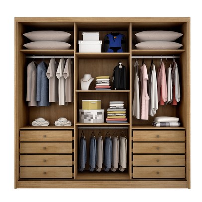 Guarda-Roupa Casal Volano 3 Portas 8 Gavetas 100% Mdf Cumaru/Fendi - Pnr Móveis