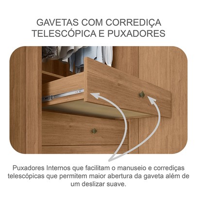 Guarda-Roupa Casal ímola 6 Gavetas 3 Portas 100% Mdf com Espelho Cumaru - Pnr Móveis