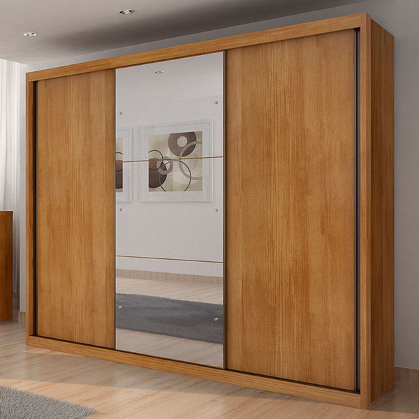 Guarda-Roupa Casal ímola 6 Gavetas 3 Portas 100% Mdf com Espelho Cumaru - Pnr Móveis