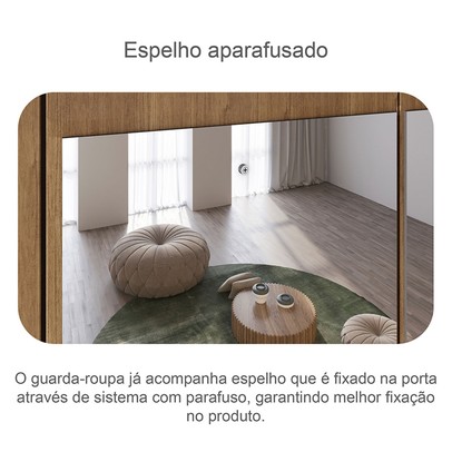 Guarda-Roupa Casal ímola 6 Gavetas 3 Portas 100% Mdf com Espelho Cumaru - Pnr Móveis