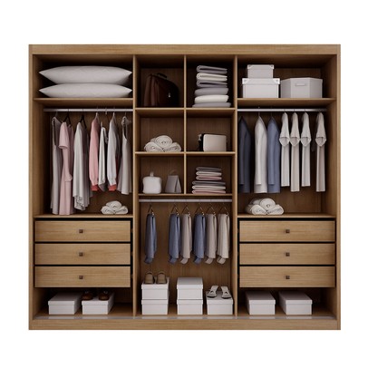 Guarda-Roupa Casal ímola 6 Gavetas 3 Portas 100% Mdf com Espelho Cumaru/Fendi - Pnr Móveis