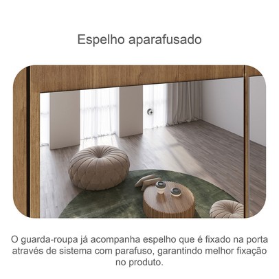 Guarda-Roupa Casal ímola 6 Gavetas 3 Portas 100% Mdf com Espelho Cumaru/Fendi - Pnr Móveis