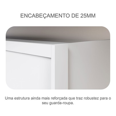 Guarda-Roupa Casal ímola 6 Gavetas 3 Portas 100% Mdf com Espelho Neve - Pnr Móveis