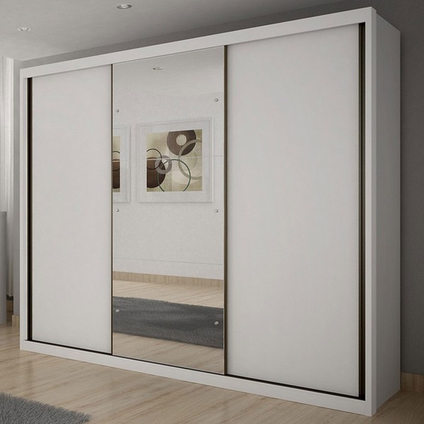 Guarda-Roupa Casal ímola 6 Gavetas 3 Portas 100% Mdf com Espelho Neve - Pnr Móveis