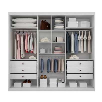 Guarda-Roupa Casal ímola 6 Gavetas 3 Portas 100% Mdf com Espelho Neve - Pnr Móveis