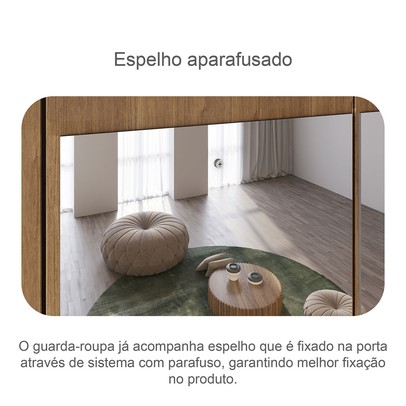 Guarda-Roupa Casal ímola 6 Gavetas 3 Portas 100% Mdf com Espelho Neve - Pnr Móveis