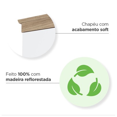 Quarto de Bebê Completo Confete 5 Portas 5 Gavetas com Vidro Branco/Jequitibá - Henn