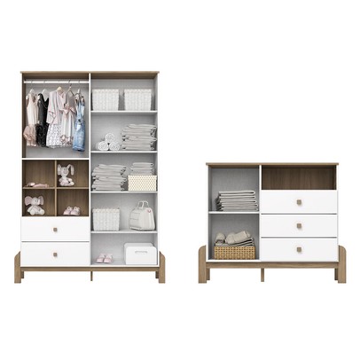 Quarto de Bebê Completo Ternura 5 Portas 5 Gavetas Ie191 Branco/Jequitibá - Henn