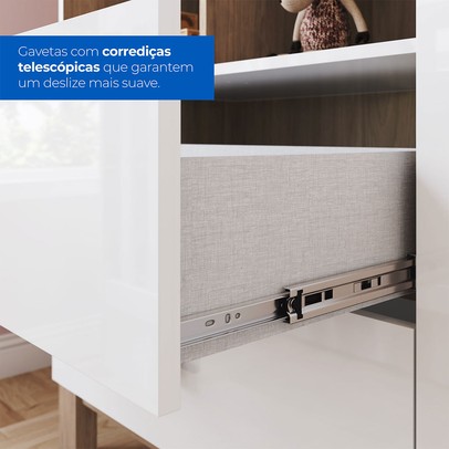 Quarto de Bebê Completo Ternura 5 Portas 5 Gavetas Ie191 Branco/Jequitibá - Henn