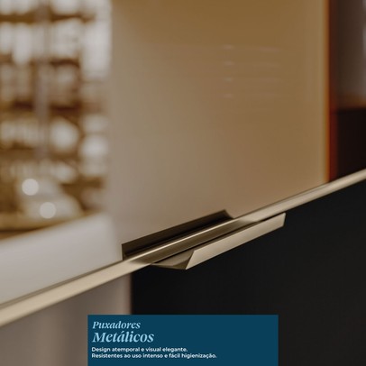 Cozinha Completa Proença 5 Portas 2 Gavetas com Vidro Nogueira/Nude Prime Tx Dp270 - Demobile