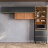 Cozinha Completa Proença 5 Portas 2 Gavetas Ripado com Vidro Nogueira/Carbono Prime Tx - Demobile