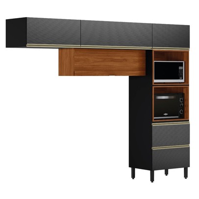 Cozinha Completa Proença 4 Portas 2 Gavetas Nogueira/Carbono Prime Tx - Demobile