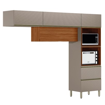 Cozinha Completa Proença 4 Portas 2 Gavetas Nogueira/Nude Prime Tx - Demobile