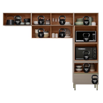 Cozinha Completa Proença 4 Portas 2 Gavetas Nogueira/Nude Prime Tx - Demobile