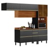 Cozinha Completa Proença 6 Portas 6 Gavetas com Vidro Nogueira/Carbono Prime Tx - Demobile