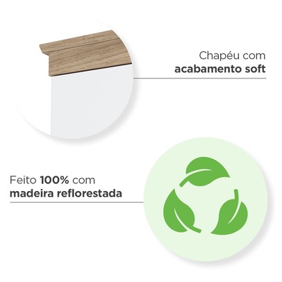 Quarto de Bebê Completo Confete 4 Portas 2 Gavetas com Vidro Branco/Jequitibá - Henn