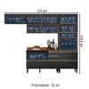 Cozinha Completa Proença 6 Portas 6 Gavetas Ripado com Vidro Nogueira/Carbono Prime Tx - Demobile