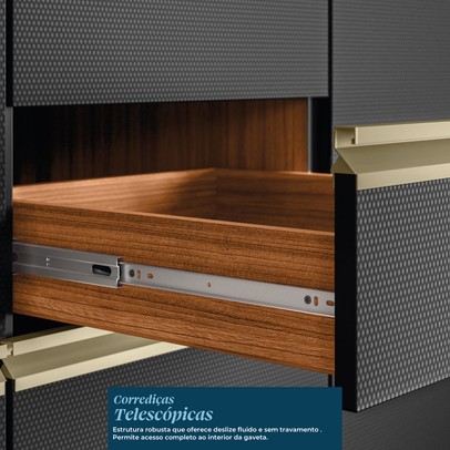 Cozinha Completa Proença 7 Portas 6 Gavetas Nogueira/Carbono Prime Tx Dp270 - Demobile