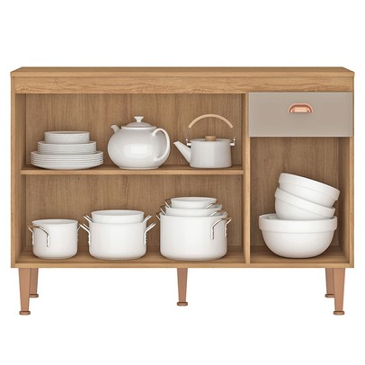 Balcão de Cozinha 120 Cm Marti 3 Portas 1 Gaveta Mel/Fendi - Fellicci