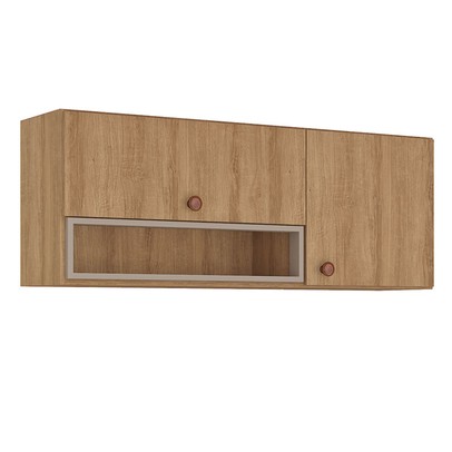 Armário Aéreo de Cozinha 120 Cm Marti 2 Portas Mel/Fendi - Fellicci