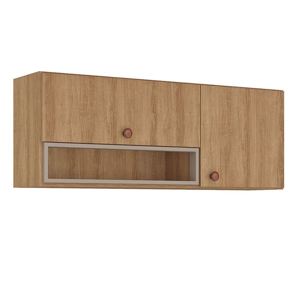 Armário Aéreo de Cozinha 120 Cm Marti 2 Portas Mel/Fendi - Fellicci
