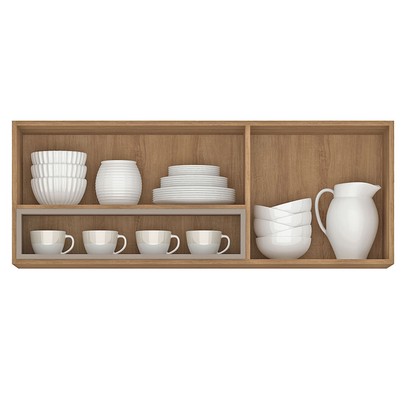 Armário Aéreo de Cozinha 120 Cm Marti 2 Portas Mel/Fendi - Fellicci