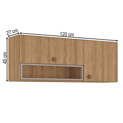 Armário Aéreo de Cozinha 120 Cm Marti 2 Portas Mel/Fendi - Fellicci