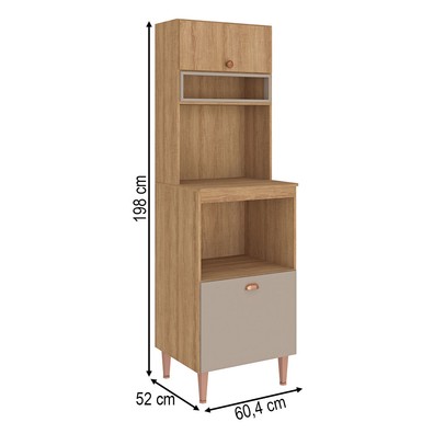 Armário de Cozinha 60,4 Cm Marti 2 Portas Mel/Fendi - Fellicci