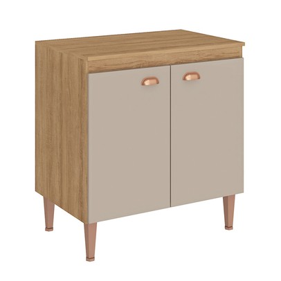 Balcão de Cozinha 80 Cm Marti 2 Portas Mel/Fendi - Fellicci