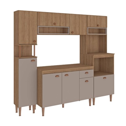 Cozinha Compacta Marti 9 Portas 1 Gavetas Mt01ct Mel/Fendi - Fellicci