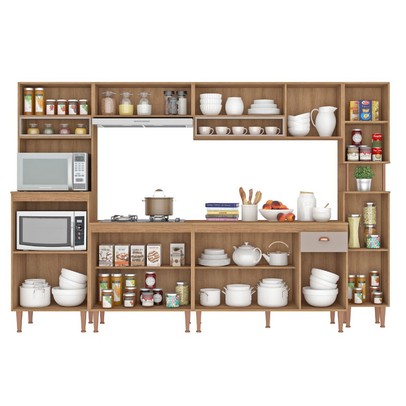 Cozinha Completa Marti 12 Portas 1 Gaveta Mel/Fendi - Fellicci