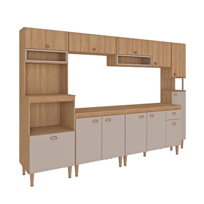 Cozinha Completa Marti 12 Portas 1 Gaveta Mt02ct Mel/Fendi - Fellicci