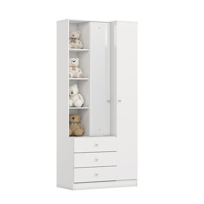 Quarto de Bebê Completo Doha 2 Portas 8 Gavetas com Espelho Branco - Henn