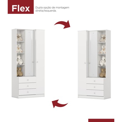 Quarto de Bebê Completo Doha 2 Portas 8 Gavetas com Espelho Branco - Henn