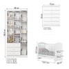 Quarto de Bebê Completo Doha 2 Portas 8 Gavetas com Espelho Branco - Henn