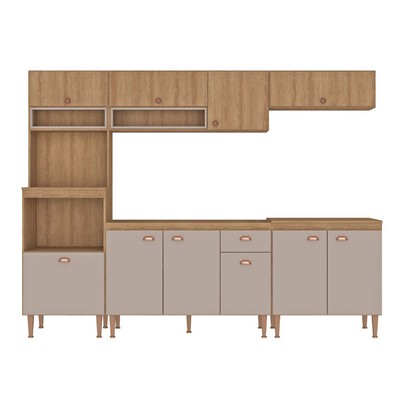 Cozinha Completa Marti 10 Portas 1 Gaveta Mel/Fendi - Fellicci