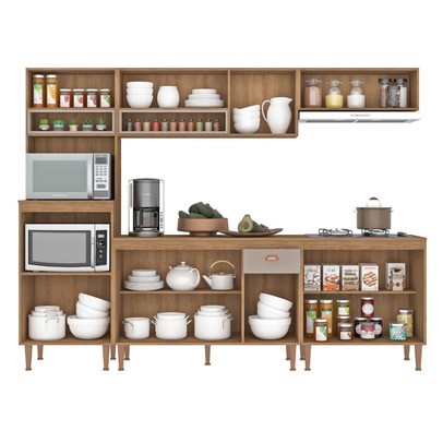 Cozinha Completa Marti 10 Portas 1 Gaveta Mel/Fendi - Fellicci